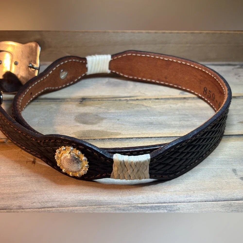Qty 2  Leather Western Belts with  1 removable Silver Buckle 301/2 “ & 31” L